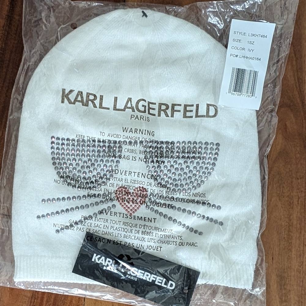 Karl Lagerfeld Ivy Slouchy Cat Rhinestone Beanie Nwt ❤️